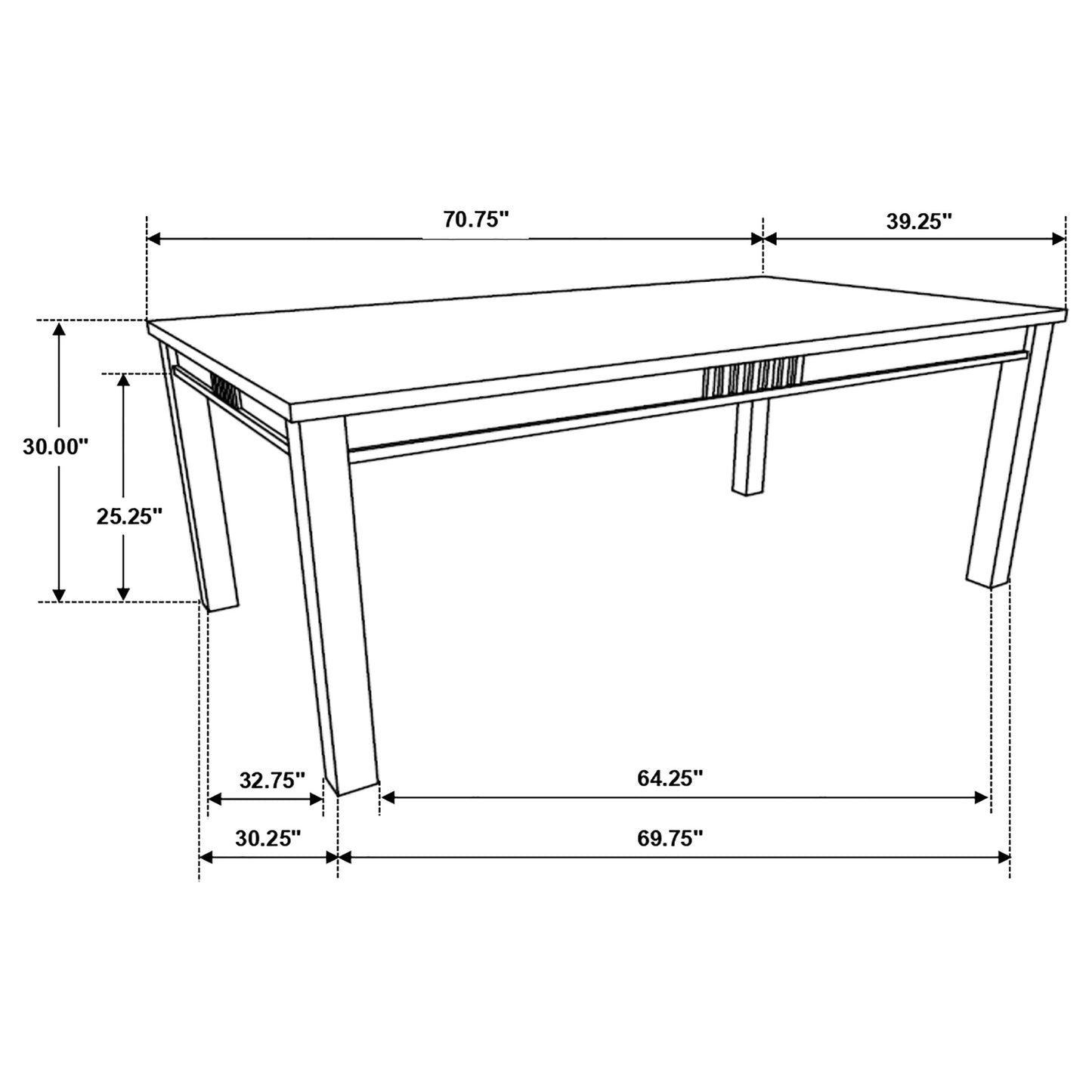 Marbrisa Rectangular 71-inch Wood Dining Table Matte Black