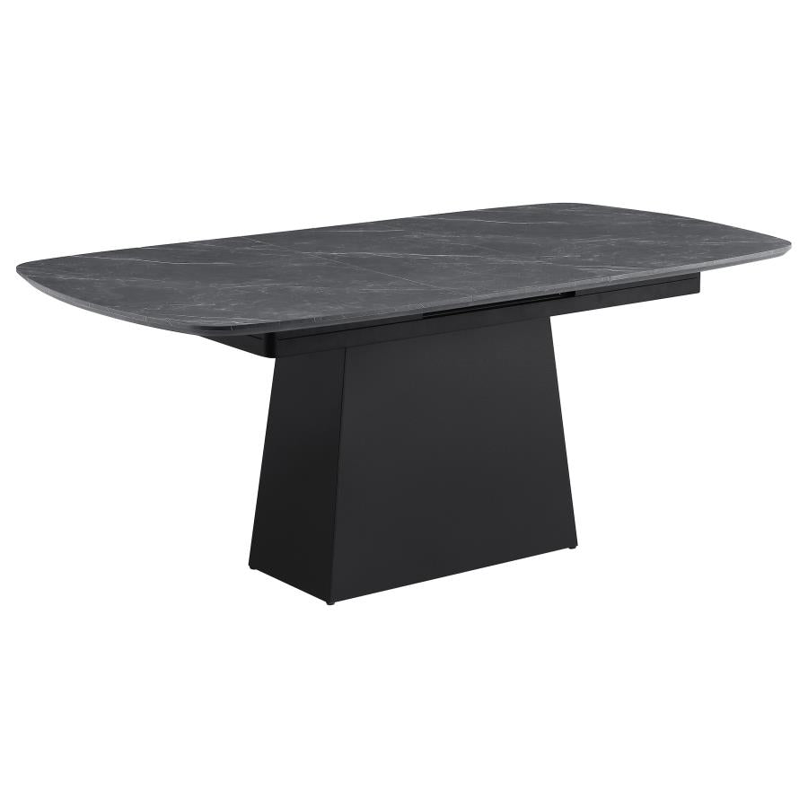 Potero 73-Inch Faux Marble Extension Leaf Dining Table Black