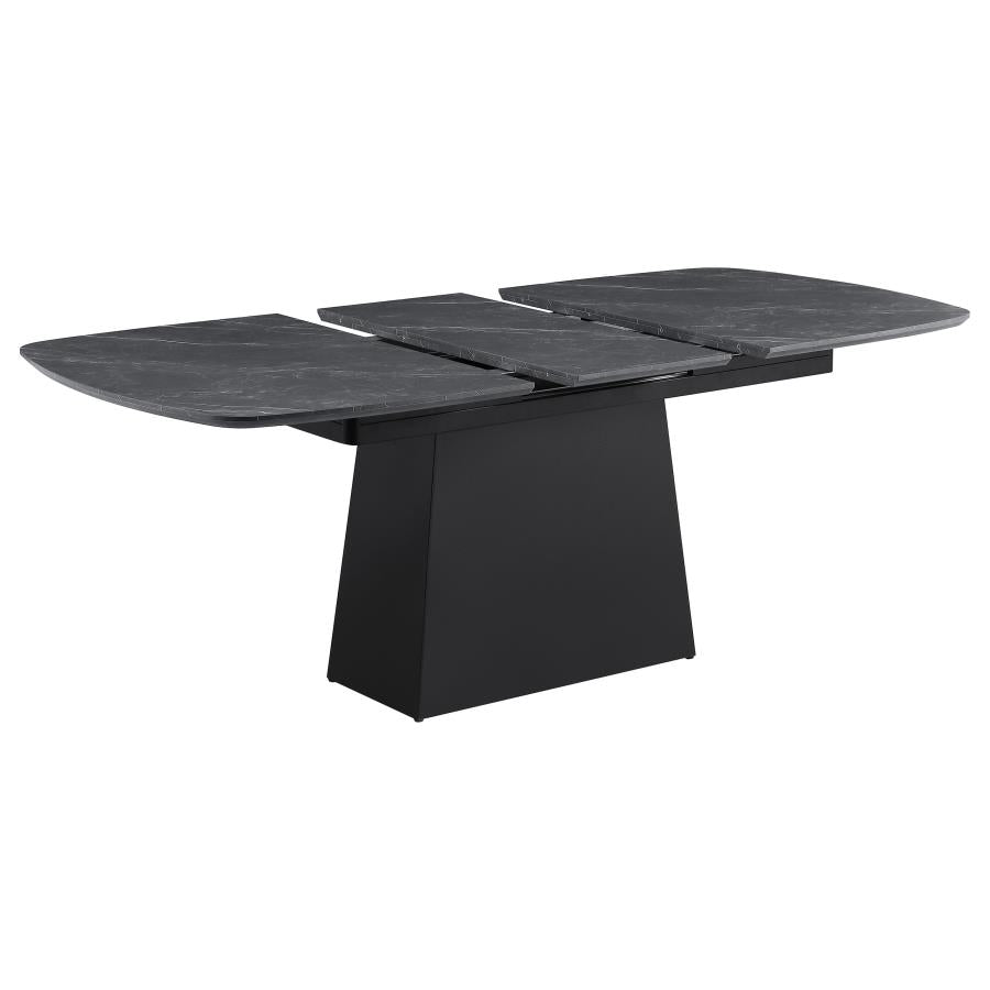 Potero 73-Inch Faux Marble Extension Leaf Dining Table Black