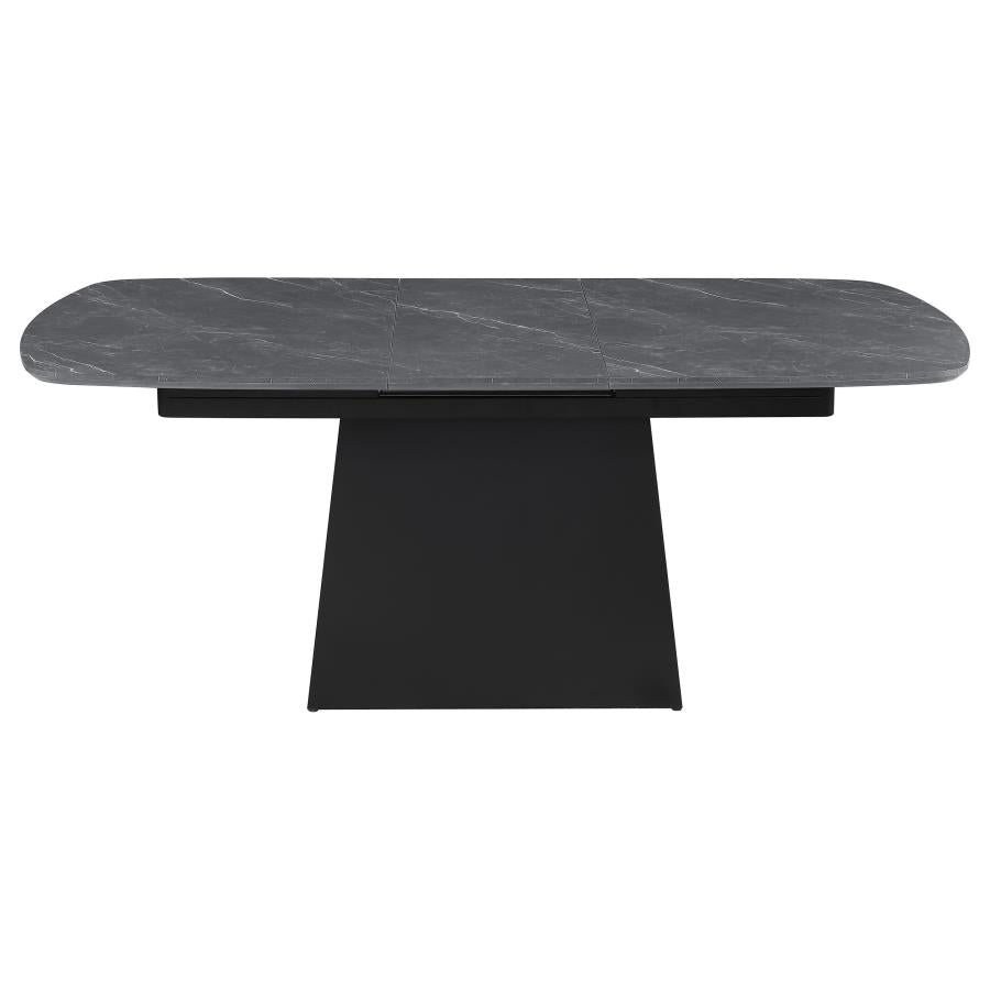 Potero 73-Inch Faux Marble Extension Leaf Dining Table Black