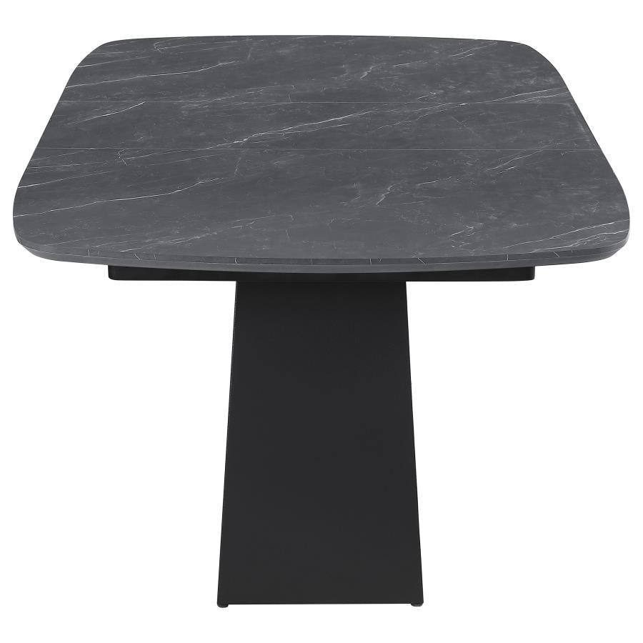 Potero 73-Inch Faux Marble Extension Leaf Dining Table Black