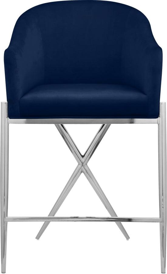 Meridian Furniture - Xavier Counter Stool Set Of 2 In Navy - 866Navy-C - ATL FURNITURE