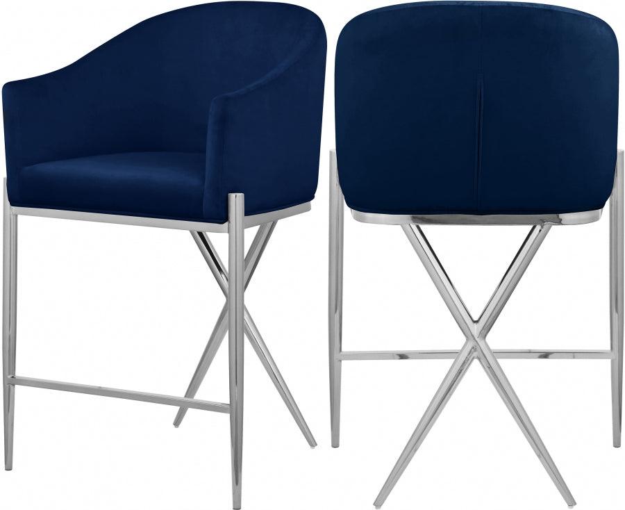 Meridian Furniture - Xavier Counter Stool Set Of 2 In Navy - 866Navy-C - ATL FURNITURE