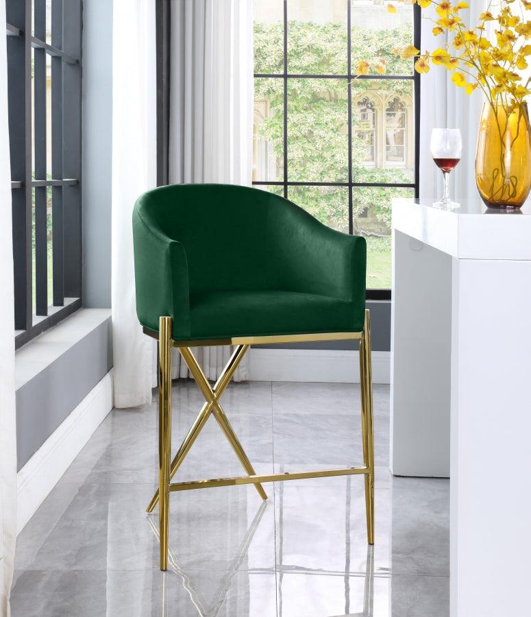 Meridian Furniture - Xavier Counter Stool Set Of 2 In Green - 867Green-C - ATL FURNITURE