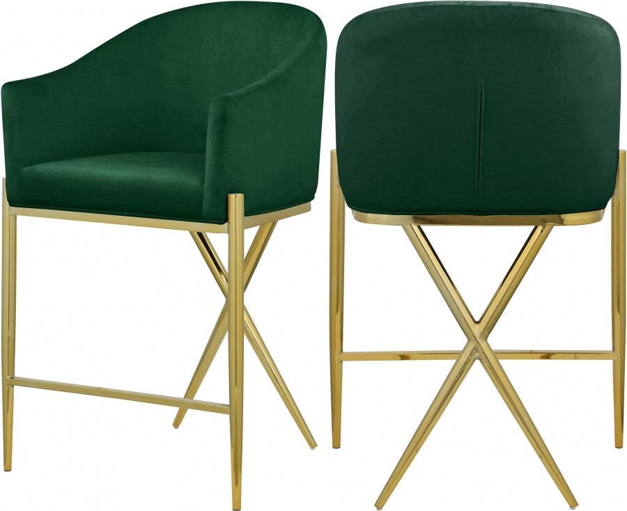 Meridian Furniture - Xavier Counter Stool Set Of 2 In Green - 867Green-C - ATL FURNITURE