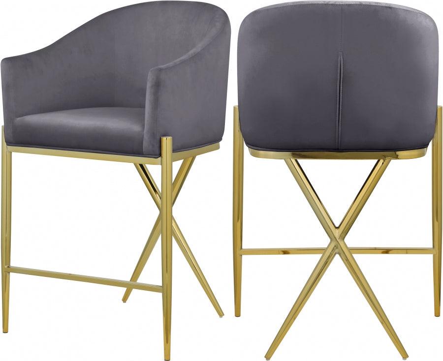 Meridian Furniture - Xavier Counter Stool Set Of 2 In Grey - 867Grey-C - ATL FURNITURE