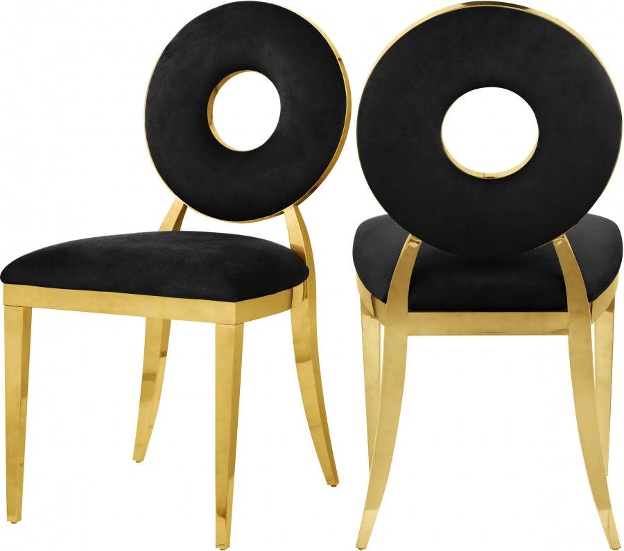 Carousel Velvet Dining Chair Set Of 2 In Black - 858Black-C - ATL FURNITURE