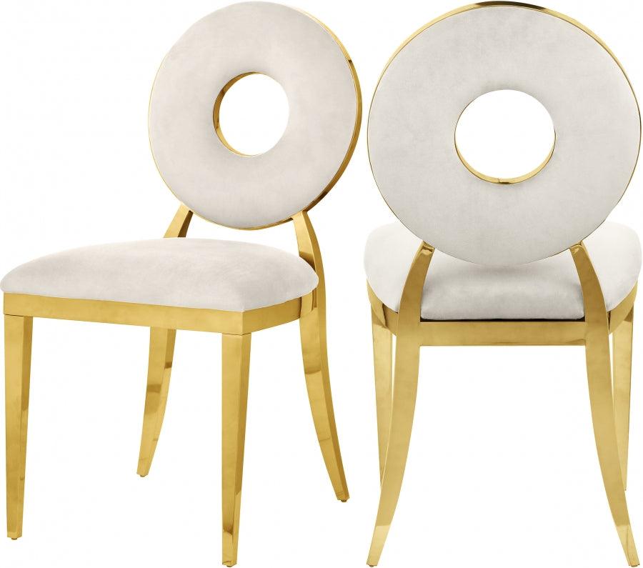 Carousel Velvet Dining Chair Set Of 2 In Cream - 858Cream-C - ATL FURNITURE