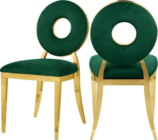 Carousel Velvet Dining Chair Set Of 2 In Green - 858Green-C - ATL FURNITURE