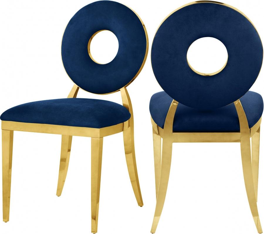 Carousel Velvet Dining Chair Set Of 2 In Navy - 858Navy-C - ATL FURNITURE