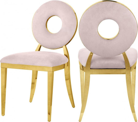 Carousel Velvet Dining Chair Set Of 2 In Pink - 858Pink-C - ATL FURNITURE