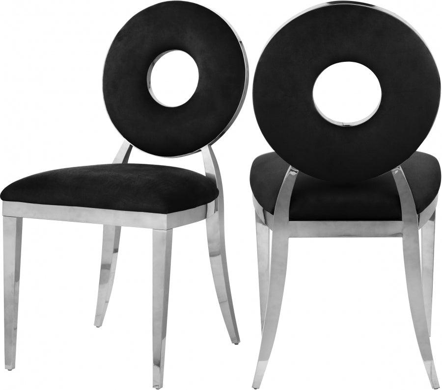 Carousel Velvet Dining Chair Set Of 2 In Black - 859Black-C - ATL FURNITURE