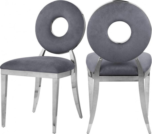 Carousel Velvet Dining Chair Set Of 2 In Grey - 859Grey-C - ATL FURNITURE