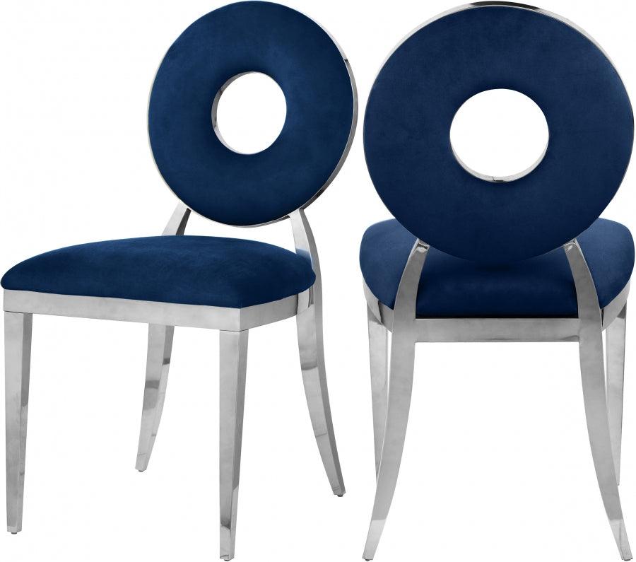 Carousel Velvet Dining Chair Set Of 2 In Navy - 859Navy-C - ATL FURNITURE