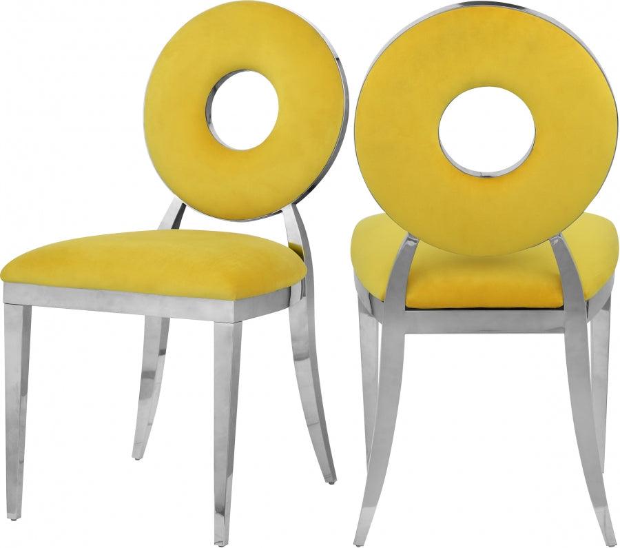 Carousel Velvet Dining Chair Set Of 2 In Yellow - 859Yellow-C - ATL FURNITURE