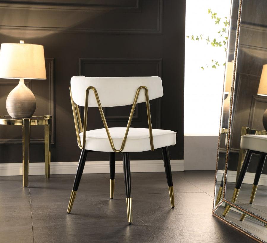 Meridian Furniture - Rheingold Velvet Dining Chair Set Of 2 In Cream - 854Cream-C - ATL FURNITURE