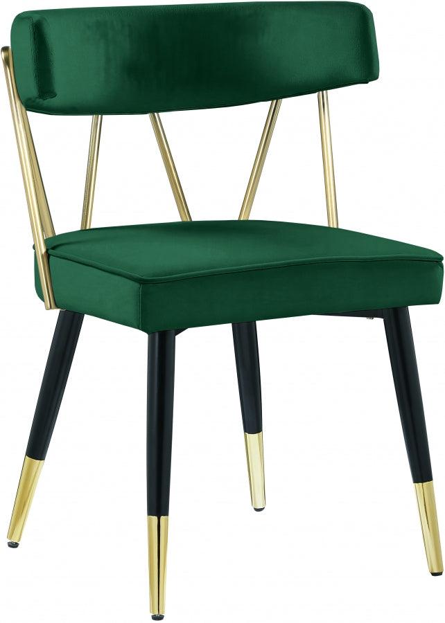 Meridian Furniture - Rheingold Velvet Dining Chair Set Of 2 In Green - 854Green-C - ATL FURNITURE