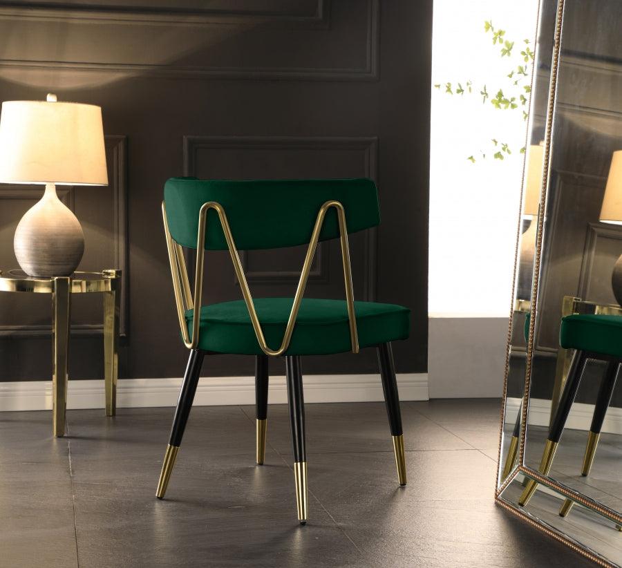 Meridian Furniture - Rheingold Velvet Dining Chair Set Of 2 In Green - 854Green-C - ATL FURNITURE