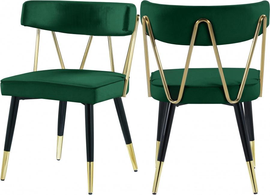 Meridian Furniture - Rheingold Velvet Dining Chair Set Of 2 In Green - 854Green-C - ATL FURNITURE