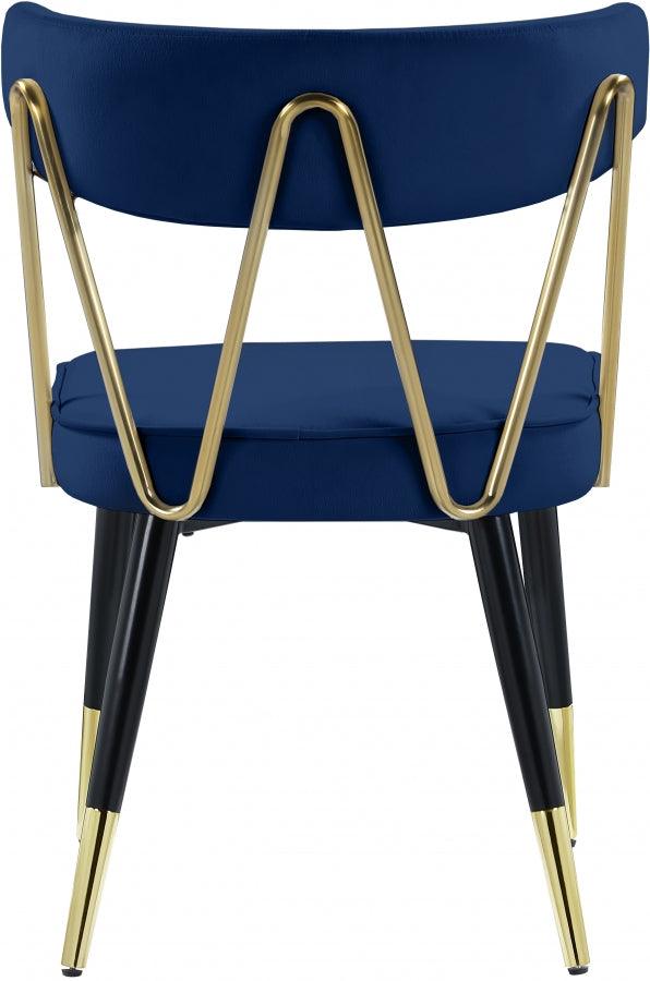 Meridian Furniture - Rheingold Velvet Dining Chair Set Of 2 In Navy - 854Navy-C - ATL FURNITURE