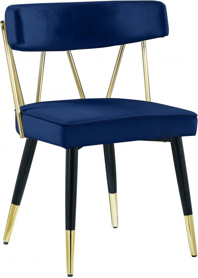 Meridian Furniture - Rheingold Velvet Dining Chair Set Of 2 In Navy - 854Navy-C - ATL FURNITURE