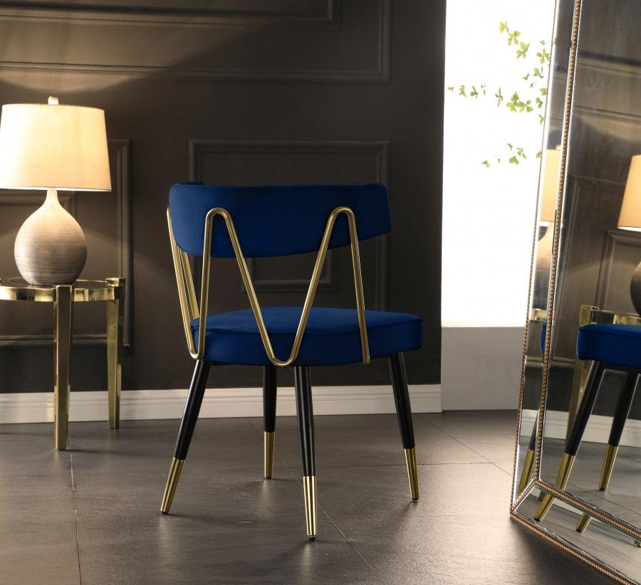 Meridian Furniture - Rheingold Velvet Dining Chair Set Of 2 In Navy - 854Navy-C - ATL FURNITURE