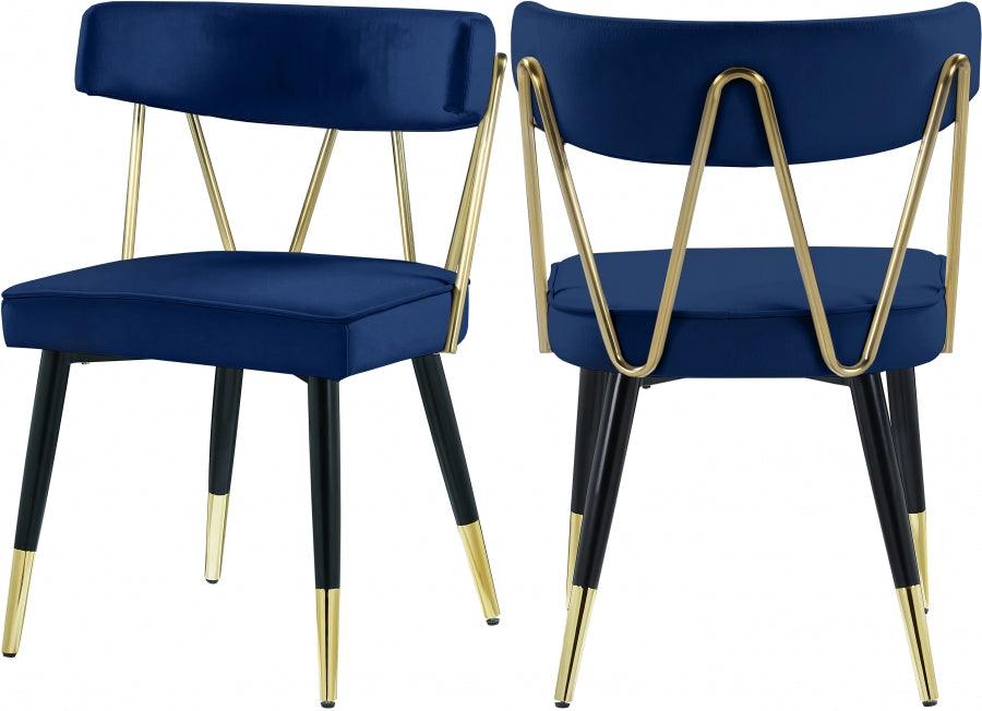 Meridian Furniture - Rheingold Velvet Dining Chair Set Of 2 In Navy - 854Navy-C - ATL FURNITURE