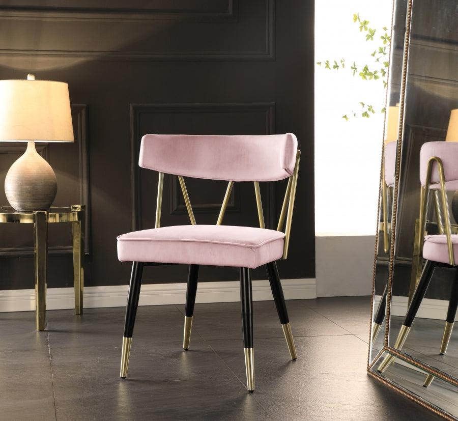 Meridian Furniture - Rheingold Velvet Dining Chair Set Of 2 In Pink - 854Pink-C - ATL FURNITURE