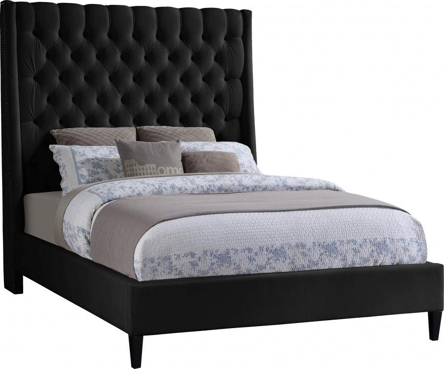 Fritz Velvet Queen Bed In Black - Fritzblack-Q - ATL FURNITURE