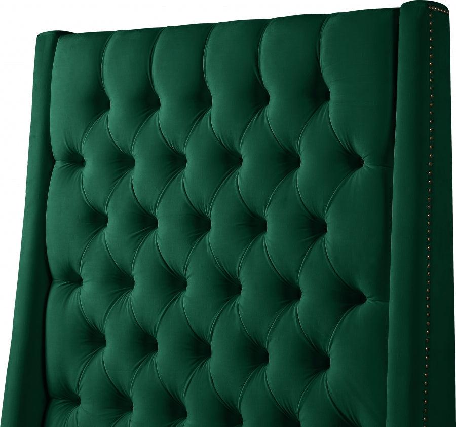 Fritz Velvet Queen Bed In Green - Fritzgreen-Q - ATL FURNITURE