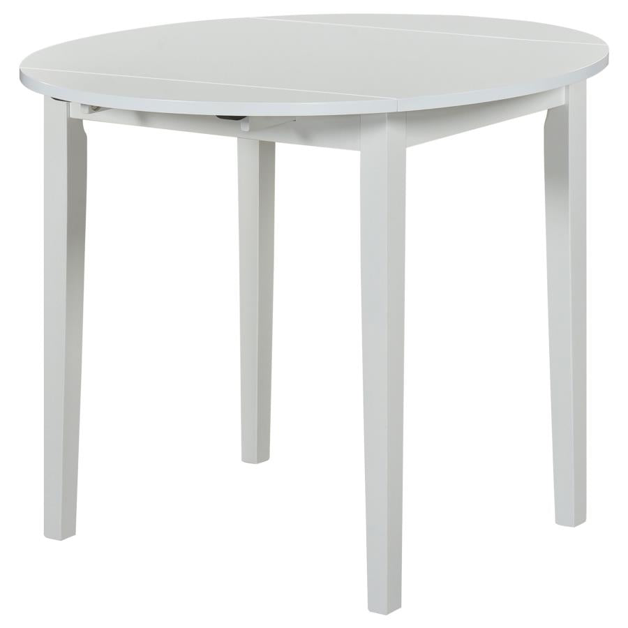 Bucknell 3-Piece Round Drop Leaf Dining Table Set White