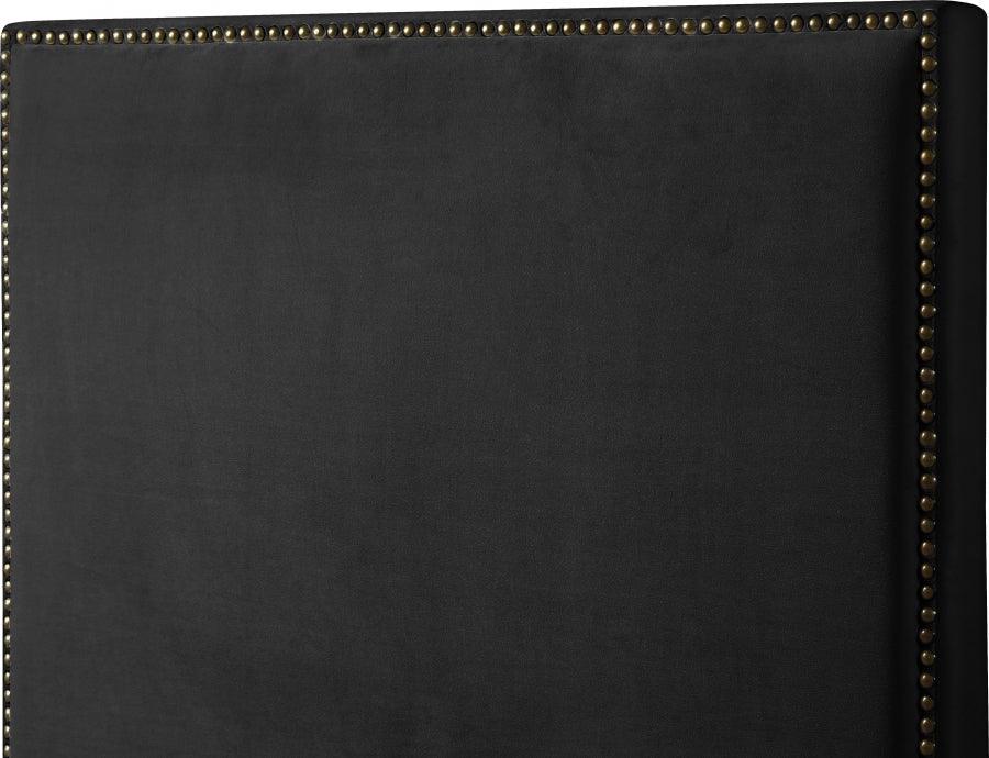 Meridian Furniture - Harlie Velvet Queen Bed In Black - Harlieblack-Q - ATL FURNITURE
