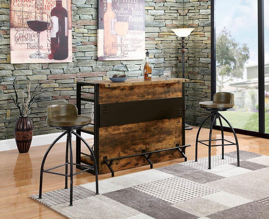 Industrial Antique Nutmeg Bar Unit - ATL FURNITURE