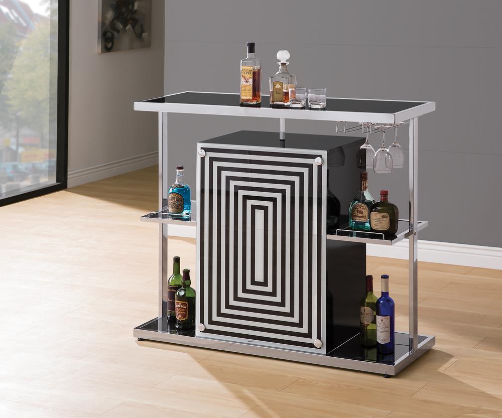 G130076 Contemporary Glossy Black Bar Unit - ATL FURNITURE