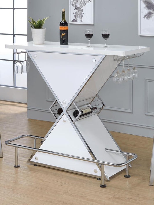 G130078 Contemporary White Stacked Triangle Bar Unit - ATL FURNITURE