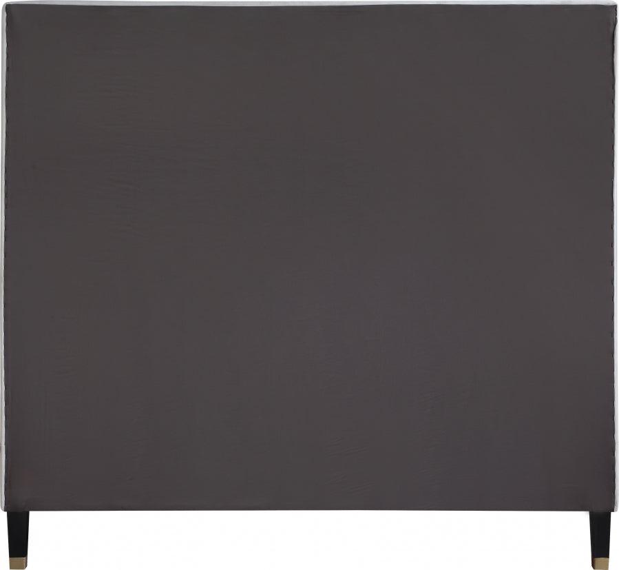 Meridian Furniture - Harlie Velvet Queen Bed In Cream - Harliecream-Q - ATL FURNITURE