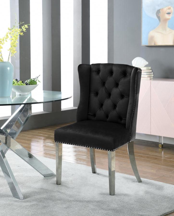 Meridian Furniture - Suri Velvet Dining Chair Set Of 2 In Black - 809Black-C - ATL FURNITURE