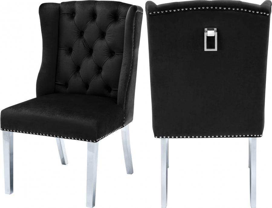 Meridian Furniture - Suri Velvet Dining Chair Set Of 2 In Black - 809Black-C - ATL FURNITURE