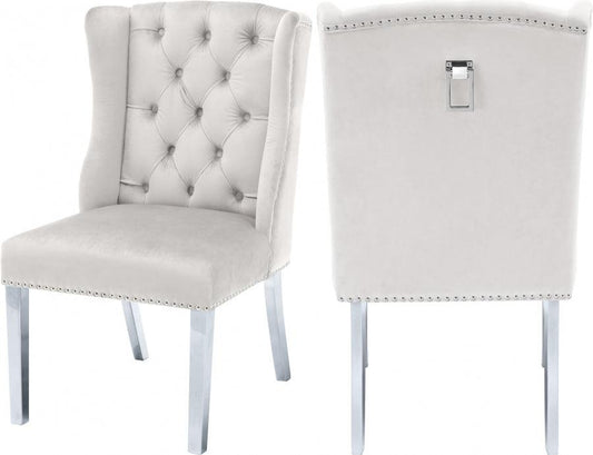 Meridian Furniture - Suri Velvet Dining Chair Set Of 2 In Cream - 809Cream-C - ATL FURNITURE