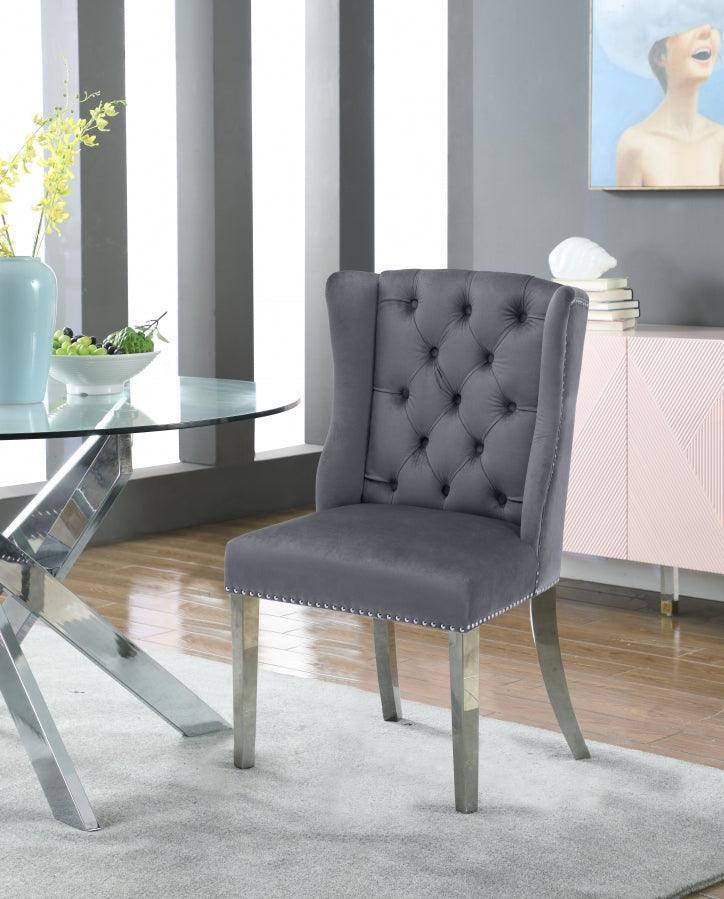 Meridian Furniture - Suri Velvet Dining Chair Set Of 2 In Grey - 809Grey-C - ATL FURNITURE