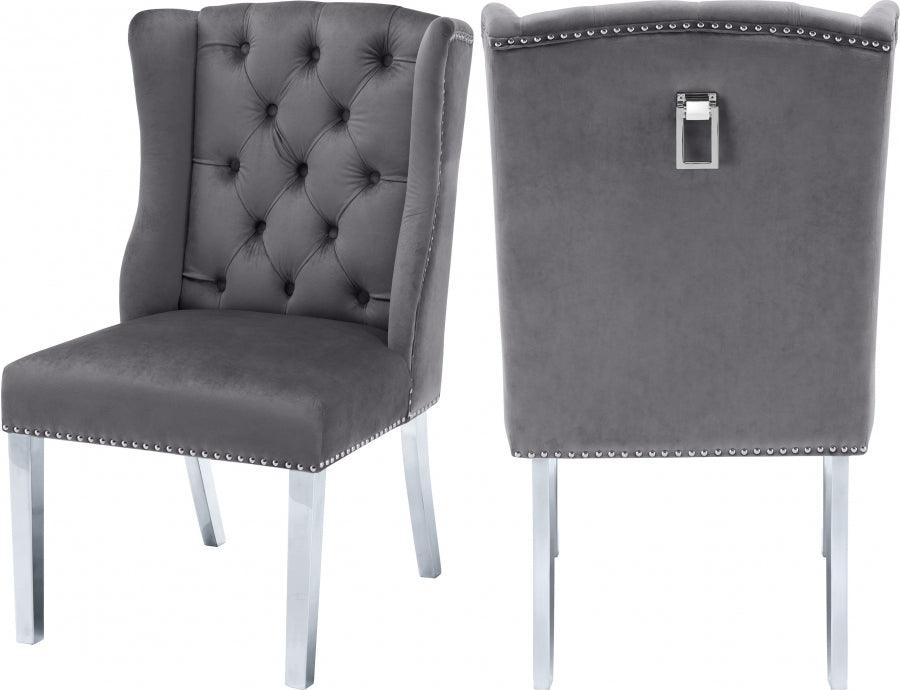 Meridian Furniture - Suri Velvet Dining Chair Set Of 2 In Grey - 809Grey-C - ATL FURNITURE