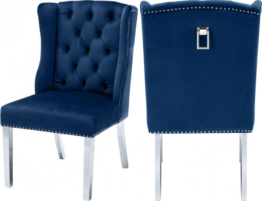 Meridian Furniture - Suri Velvet Dining Chair Set Of 2 In Navy - 809Navy-C - ATL FURNITURE