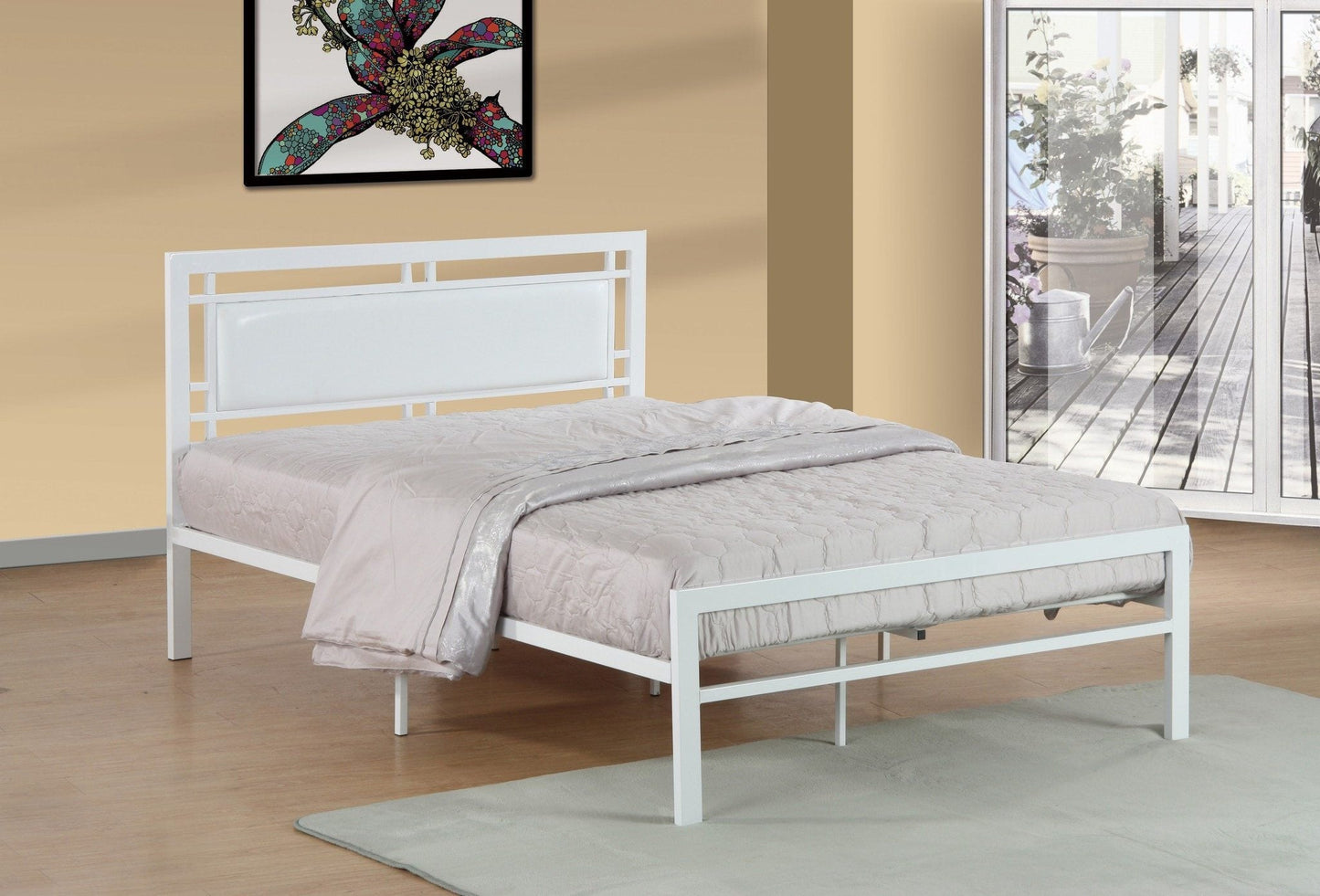 Twin Metal Bed; White - ATL FURNITURE