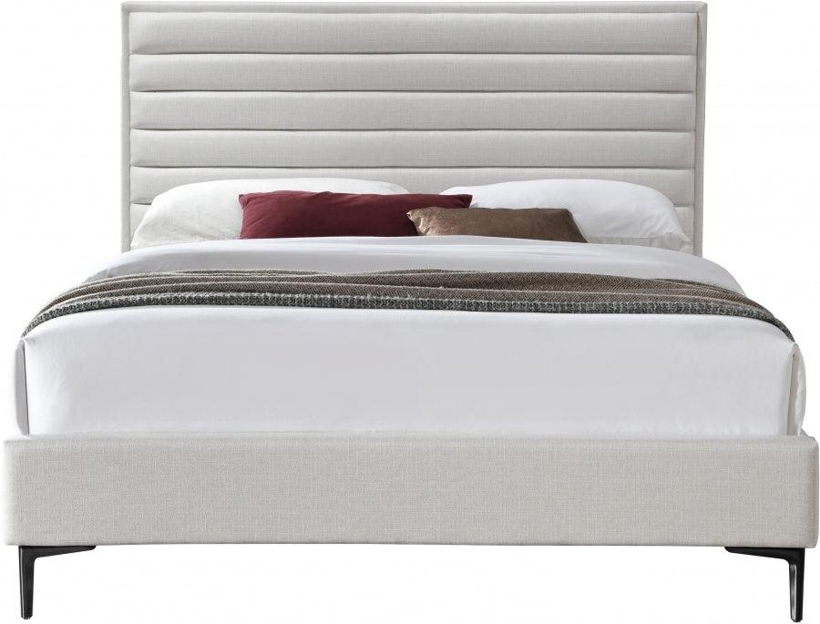 Meridian Furniture - Hunter Queen Linen Bed In Cream - Huntercream-Q - ATL FURNITURE