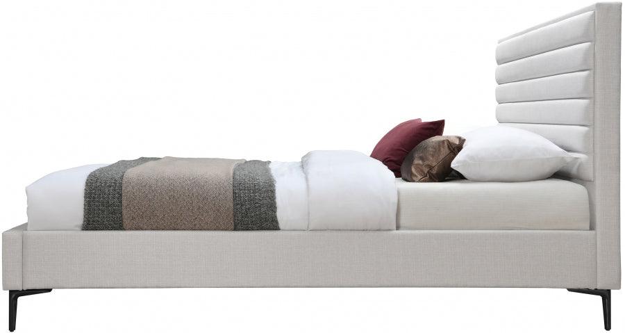 Meridian Furniture - Hunter Queen Linen Bed In Cream - Huntercream-Q - ATL FURNITURE