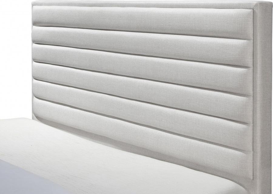 Meridian Furniture - Hunter Queen Linen Bed In Cream - Huntercream-Q - ATL FURNITURE