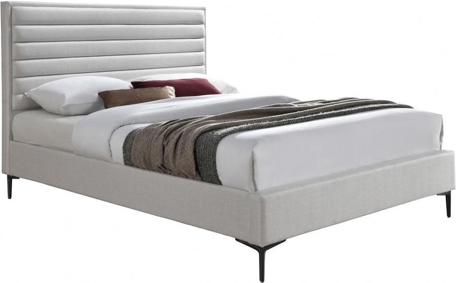 Meridian Furniture - Hunter Queen Linen Bed In Cream - Huntercream-Q - ATL FURNITURE