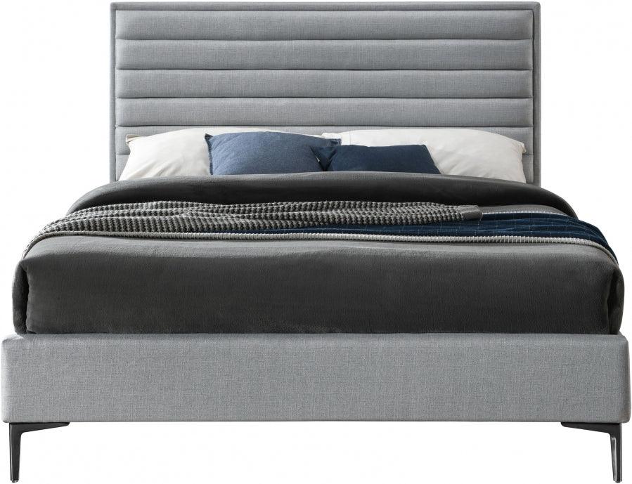 Meridian Furniture - Hunter Queen Linen Bed In Grey - Huntergrey-Q - ATL FURNITURE