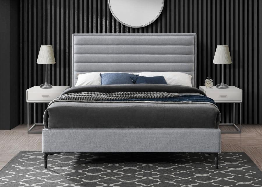 Hunter King Linen Bed In Grey - Huntergrey-K - ATL FURNITURE
