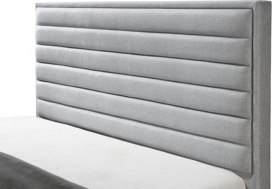 Meridian Furniture - Hunter Queen Linen Bed In Grey - Huntergrey-Q - ATL FURNITURE